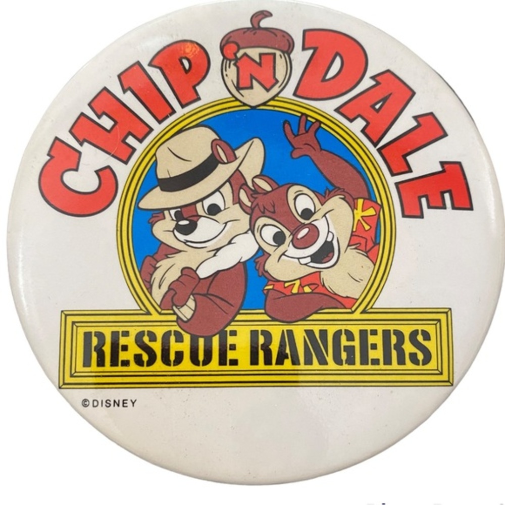 Chip n dale vintage button pin rescue rangers
